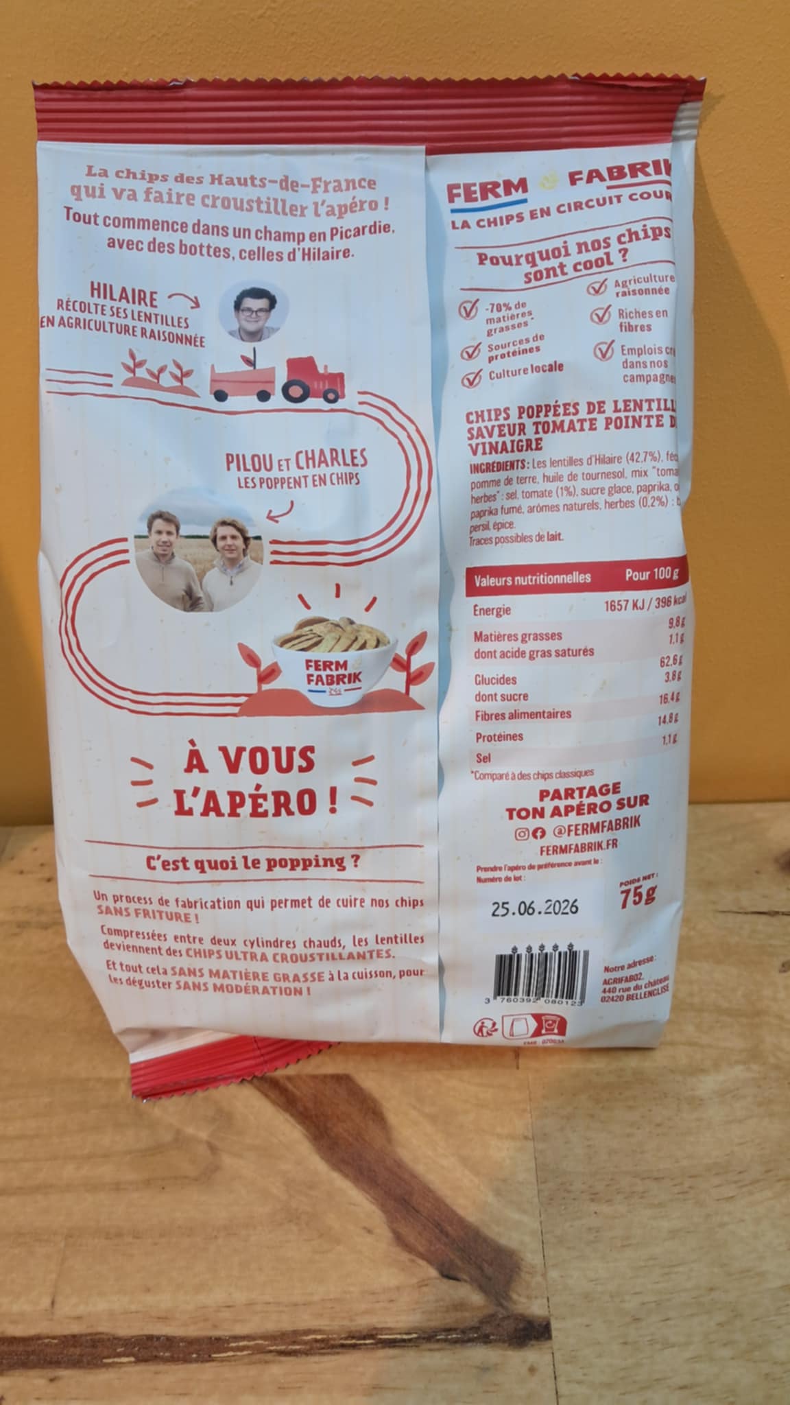 Chips de lentilles Tomate & Herbes Ferm Fabrik