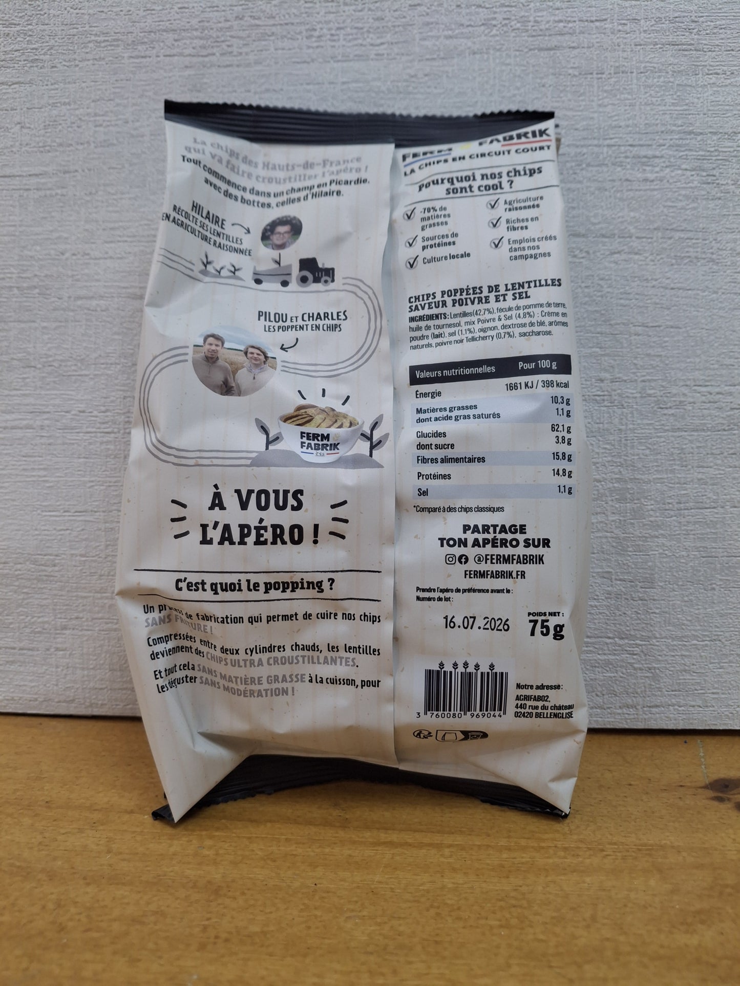 Chips de lentilles Sel & Poivre de Tellicherry Ferm Fabrik