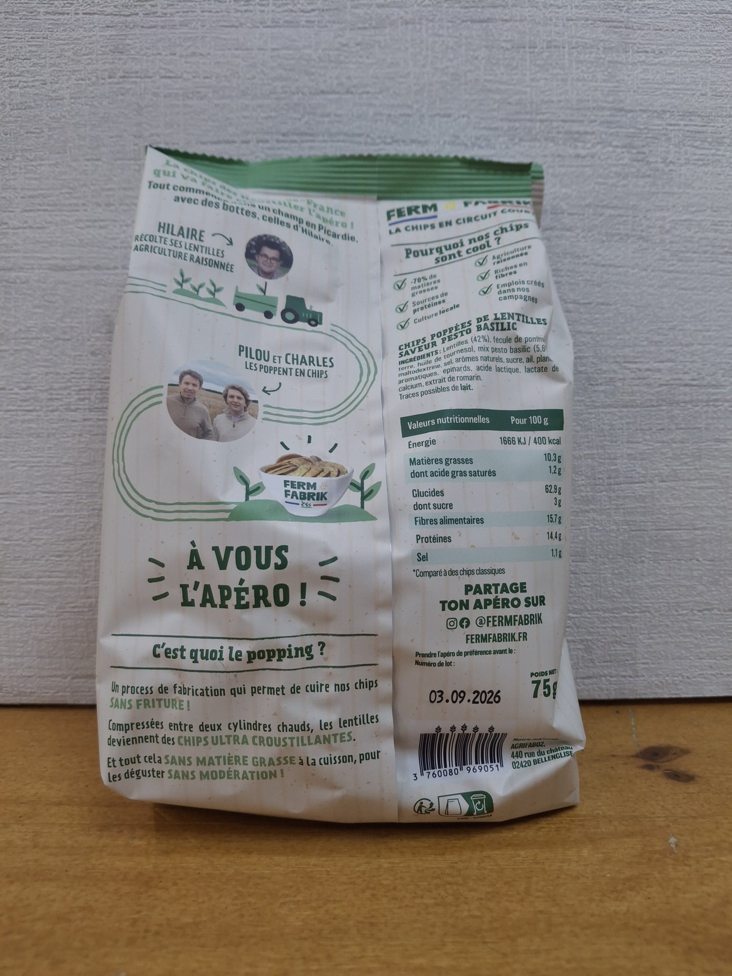 Chips de lentilles Pesto & Basilic Ferm Fabrik