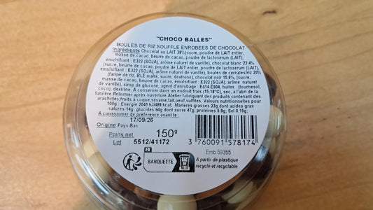 halles du nord. Choco Balles 150g.
