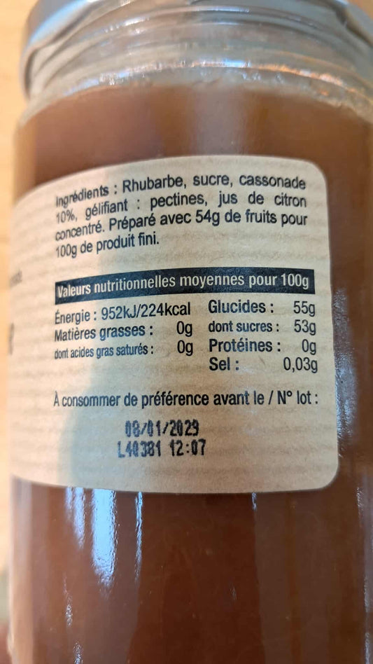 Halles du Nord. Confiture extra rhubarbe avec sa touche de cassonade
