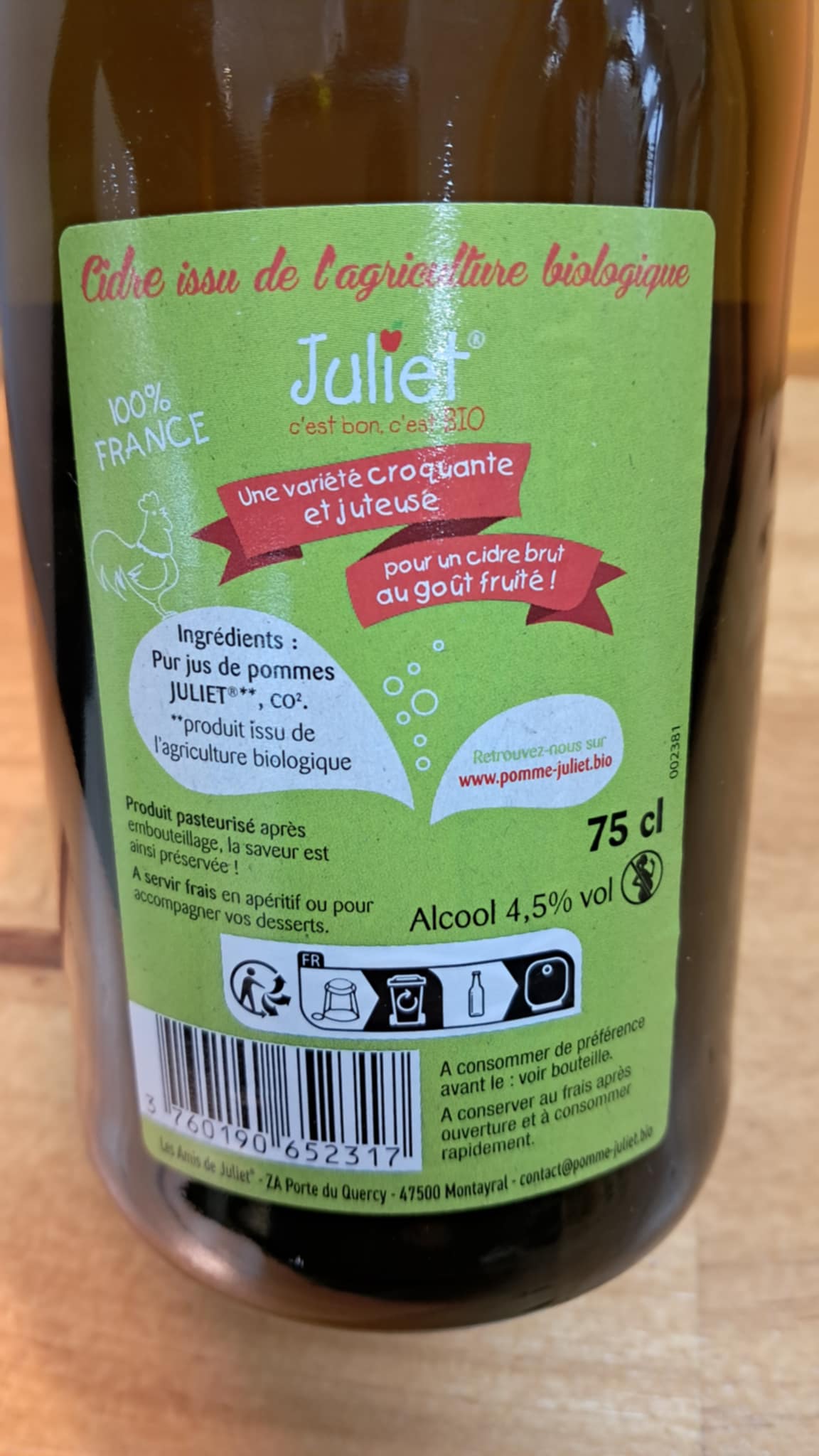 Halles du Nord Cidre brut de Pommes Juliet