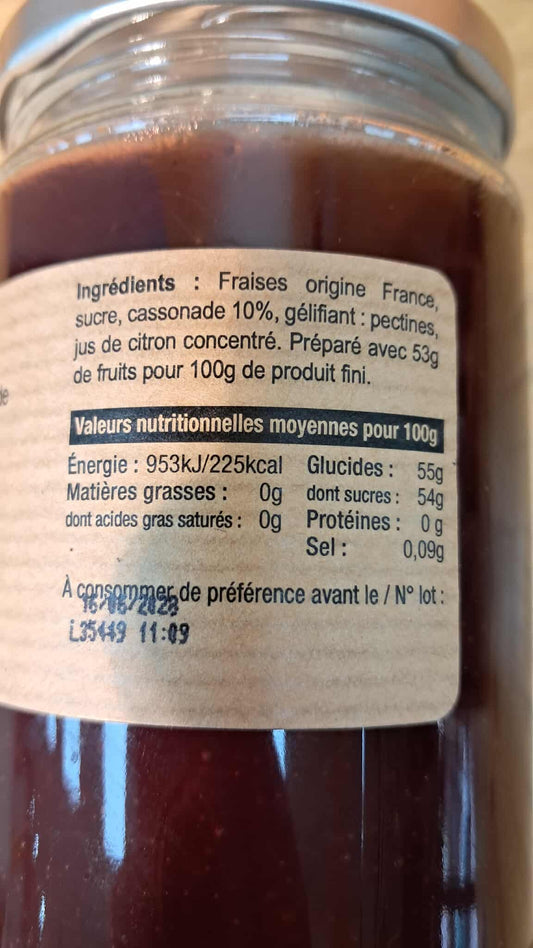Halles du Nord. Confiture extra Fraise avec sa touche de cassonade 