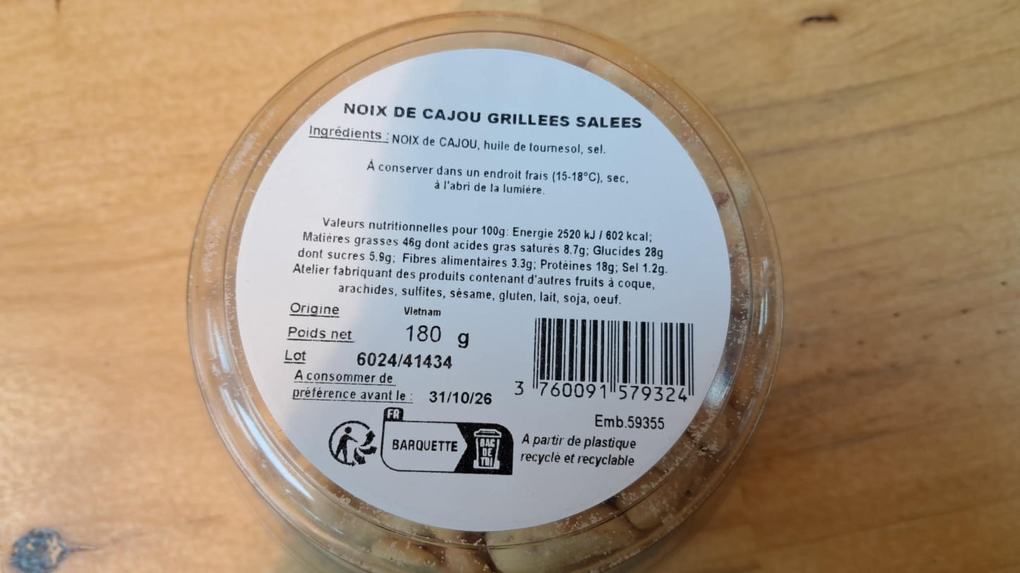 Halles du Nord Noix de Cajou Grillées Salées 80g