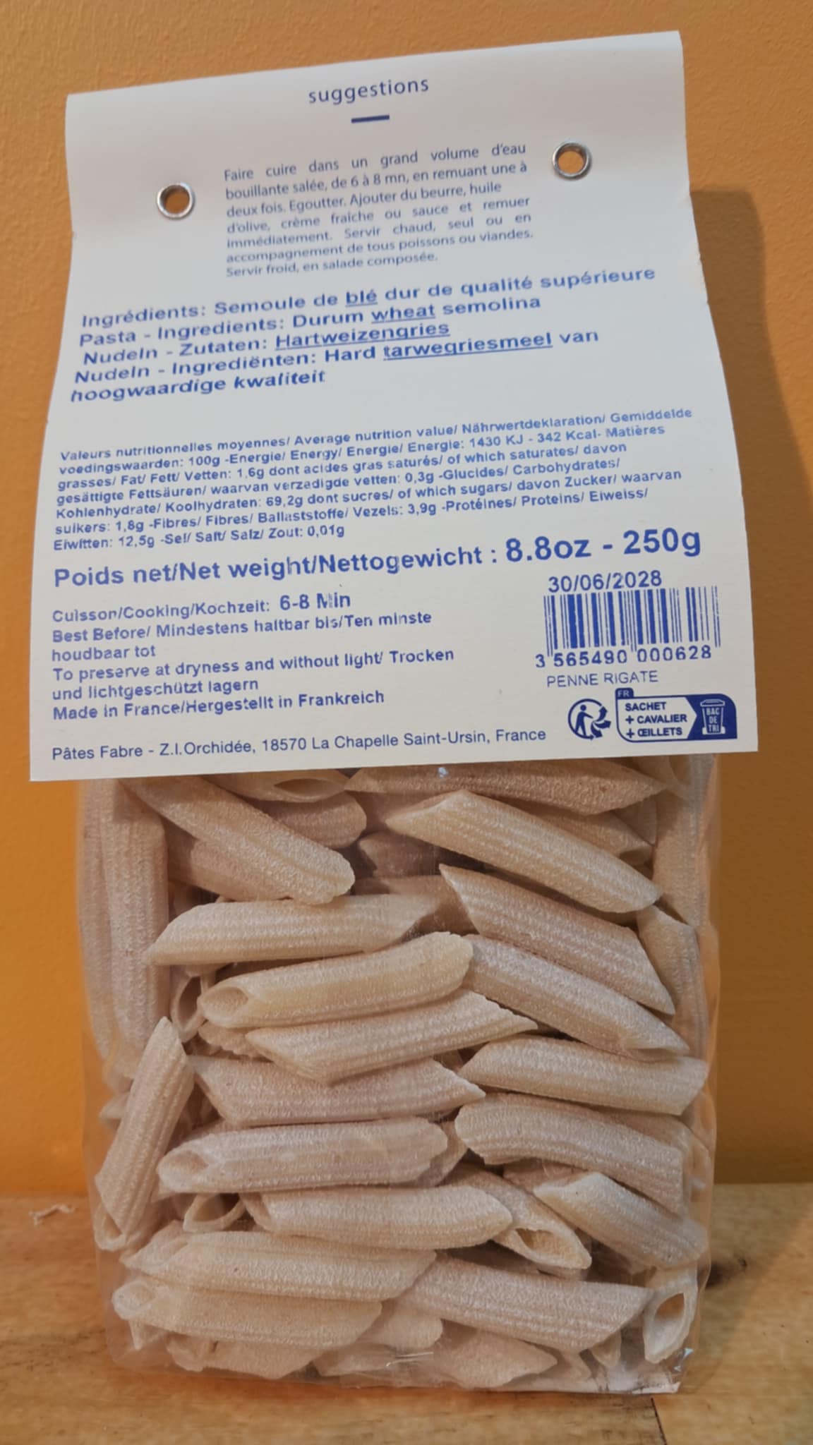 Halles du Nord. Penne Rigate Nature artisanale à l'ancienne