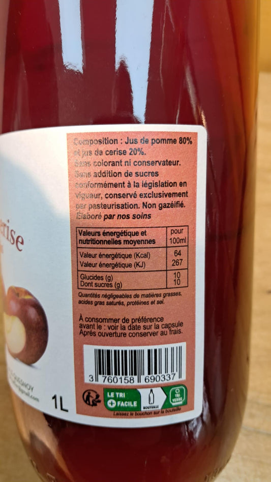 Halles du Nord Pur Jus Pomme Cerise – Les Vergers Tellier – 1 L