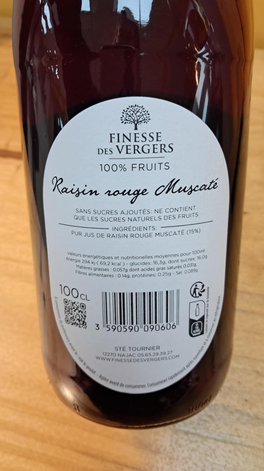 Halles du Nord. Pur Jus de Raisin Rouge – 100 % naturel – 1L