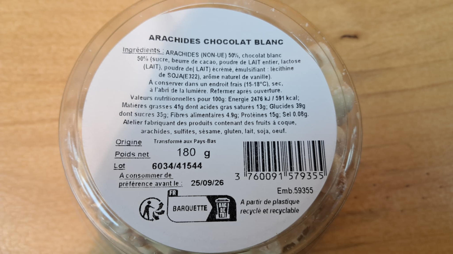 Halles du Nord. Rocher Arachides Chocolat Blanc 180g 