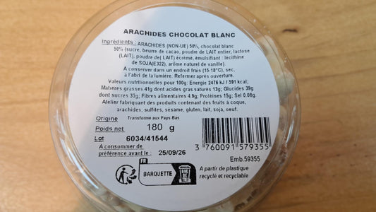Halles du Nord. Rocher Arachides Chocolat Blanc 180g 