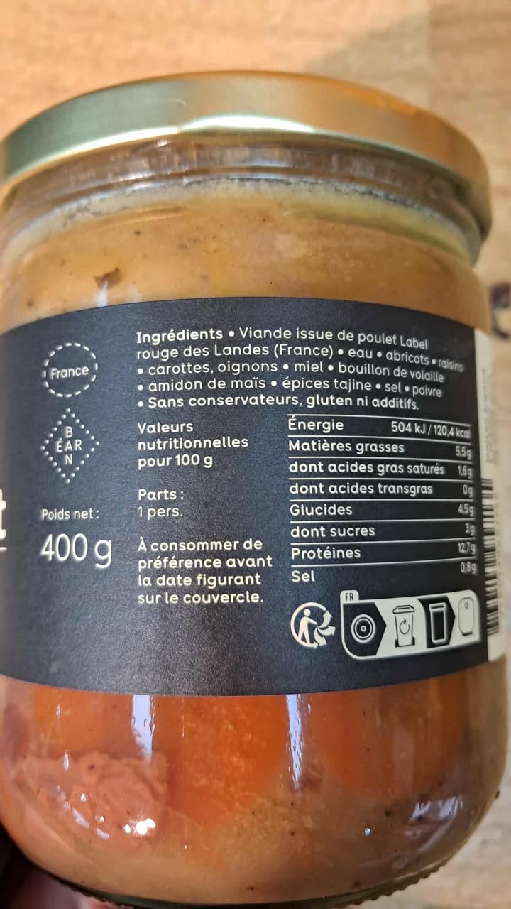 Halles du Nord. Tajine de poulet Maison Argaud