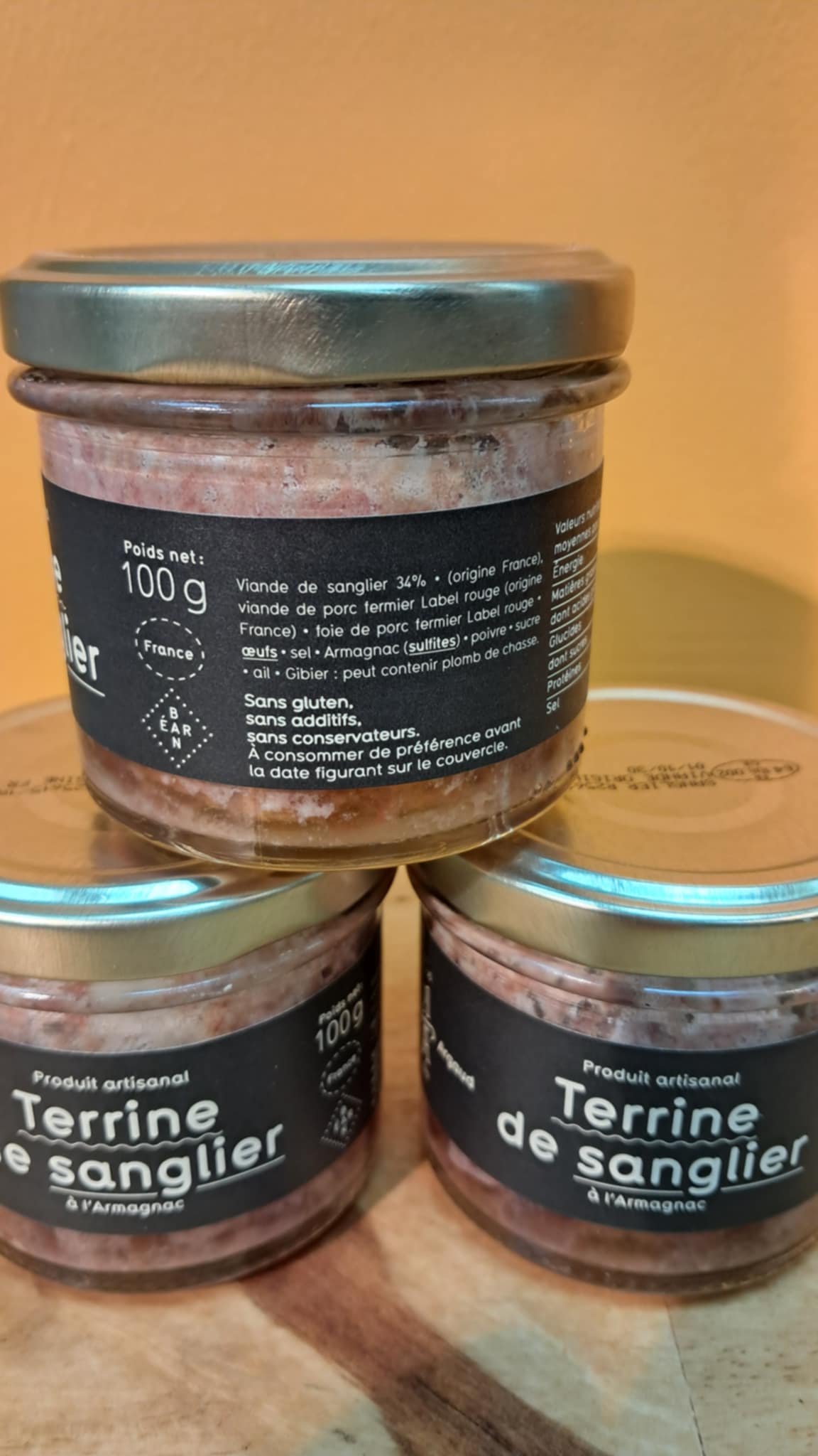 Halles du Nord.Terrine de sanglier à l'armagnac 100g
