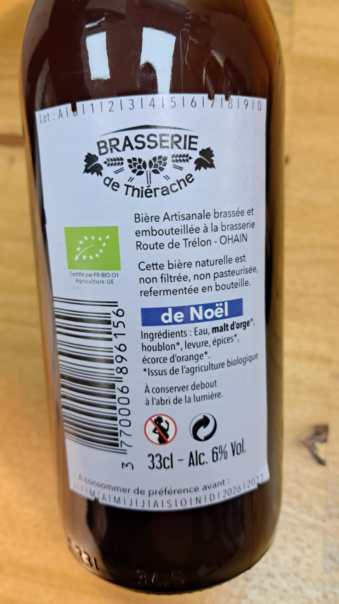 Bière artisanale Thiérache de Noël AB 33cl